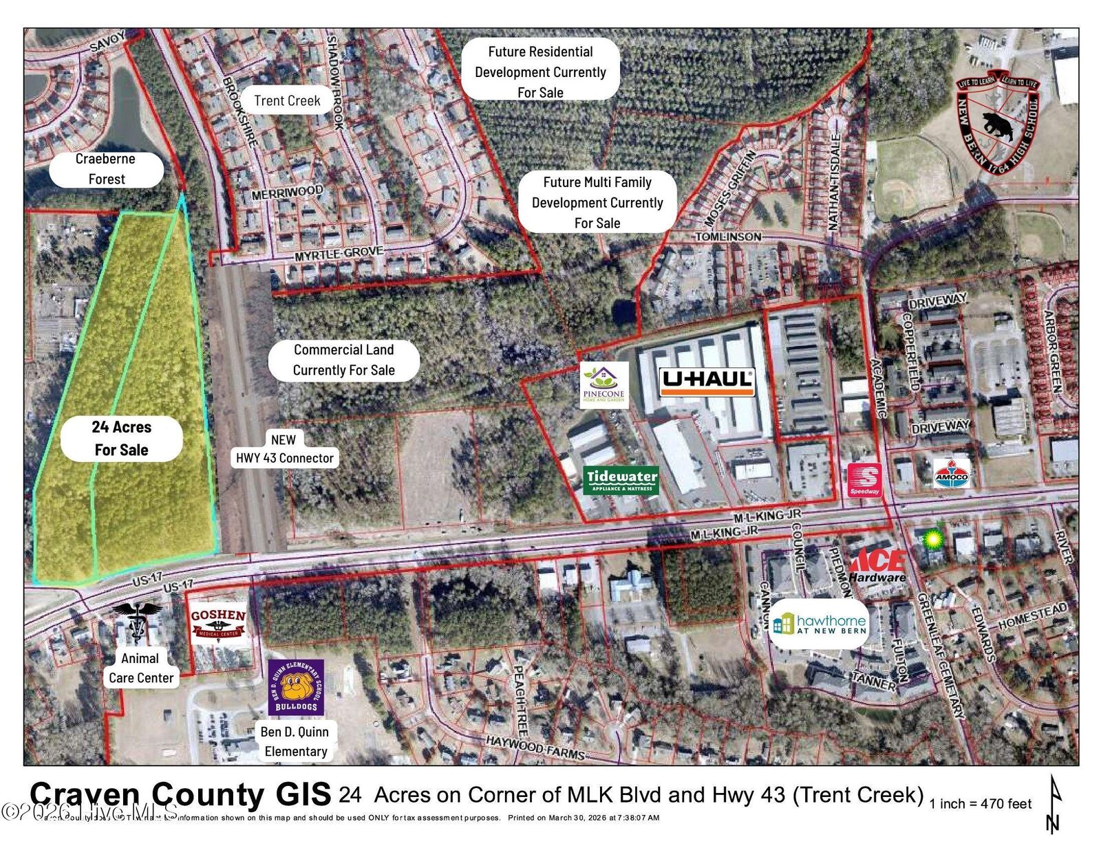 Property Photo:  24 Acres Corner Of Mlk &Amp 43 Boulevard  NC 28562 