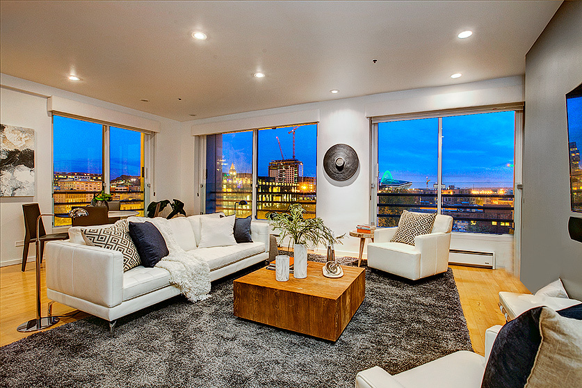Property Photo: Living room 100 1st Ave S 18 WA 98104
